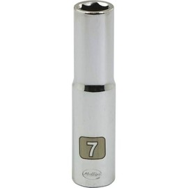 Tools 1/4" Drive 6 Point Metric, 7mm Deep Length, Chrome Finish Socket, Mfr: D003207-A