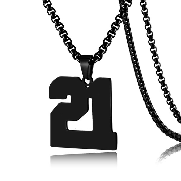SKQIR Number Necklace for Men Baseball Black Baseball Jersey Number
