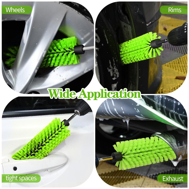 Drill Brush for Car Wheel and Bottle, Highly Dense and