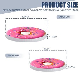 Round Gas Stove Burner Covers Set of 4,Funny Araffe Donut with Pink Frosting and Sprinkles Print Electric Stove Burner Covers,8 Inches and 10 Inches,Metal Stove Top Cover Cooktop Decorative