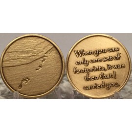 Set of 5 Footprints in The Sand Bronze Medallion Chip Bulk Lot of Pocket Tokens