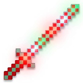 FlashingBlinkyLights Light Up 8-Bit Green & Red Christmas Sword Pixel Toys (Set of 3)