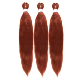 Ginger Braiding Hair Pre stretched 26 Inch 3 Packs 350# Copper Red Pre-stretched Braiding Hair EZ Braid Yaki Texture Synthetic Hair Extensions for Crochet Box Braids
