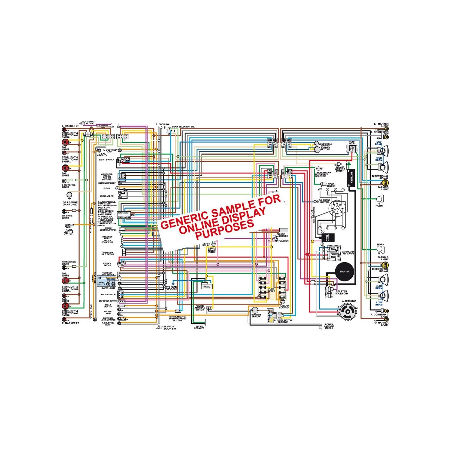Full Color Laminated Wiring Diagram FITS 1966 Dodge Coronet Color