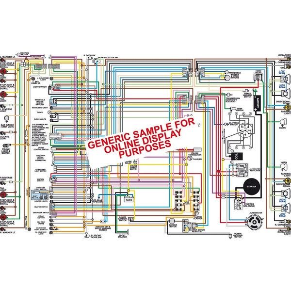 Full Color Laminated Wiring Diagram FITS 1966 Dodge Coronet Color Wiring Diagram 18" X 24" Poster Size