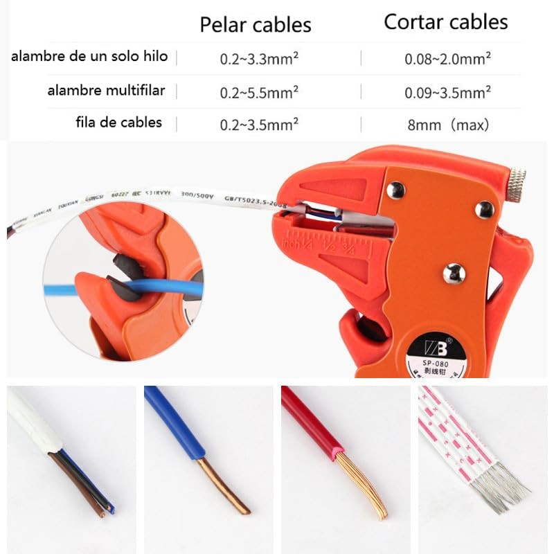 Pelacables Automático,Pelacables Profesional Rápida Acción,Pelado y Corte Rápido,Herramienta 2 En