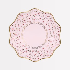 Meri Meri Ladurée X Marie-Antoinette Paper Plates (Pack of 8), Valentine's Day Party Plates, Disposable Rose and Pink Plates, 2 Sizes