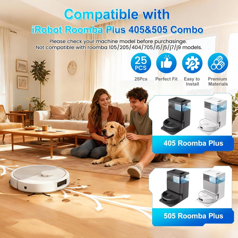 Replacement Parts for iRobot Roomba Plus 405/505 Combo Robot Vacuum