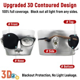 Parche para ojos astrópico de seda 3D para adultos y niños | Parche médico para gafas (Balck, ojo derecho)