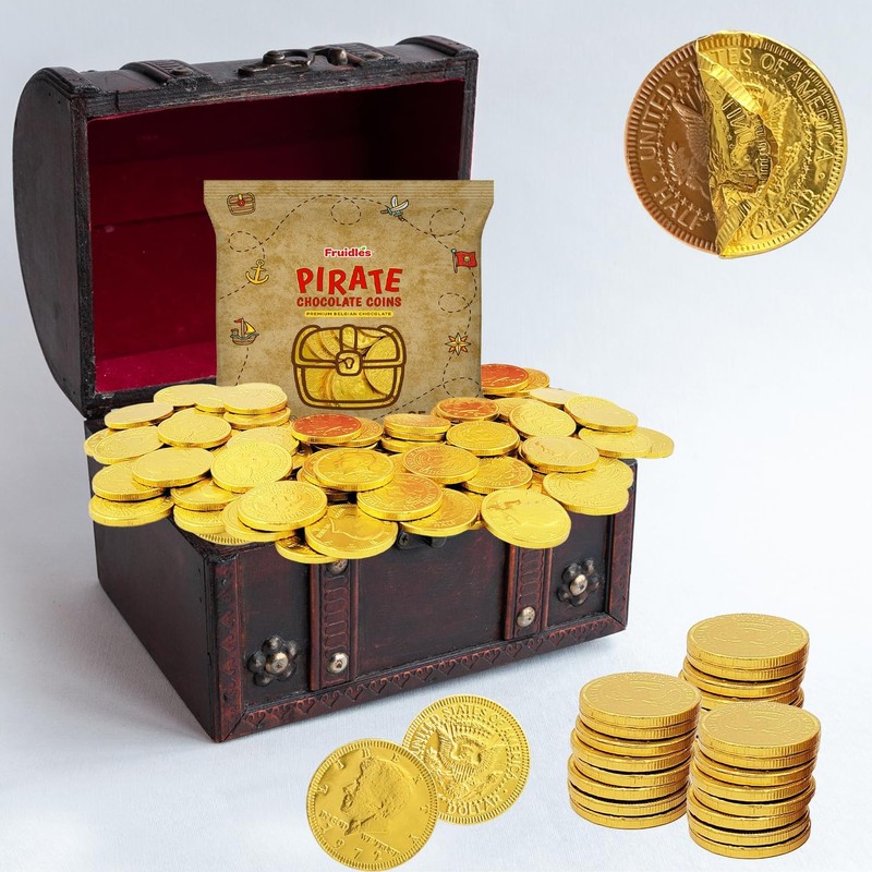 Pirate Belgian Milk Chocolate Coins, Kosher Certified Dairy, Non GMO