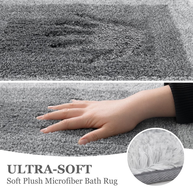 RORA Gray Bathroom Rugs Non Slip Washable 18x24 Absorbent Bath