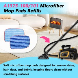 HAVANSIDY 4-Pack A1375-100/101 Microfiber Mop Pads Refills Replacement for McCulloch MC1375 and MC1385 Steam Mops, Washable Refill Pads