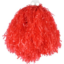 Jumbo Cheerleader Pom Pom - Pack of 1 - Red Tasseled Pompom with Finger Grip - USA American Cheerleader Dance School Fancy Dress Costume Accessory