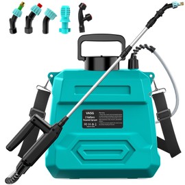 2 Gallon Battery Powered Garden Sprayer, 7.4V Powerful Electric Backpack Sprayer, Weed Yard Lawn Sprayer with 5 Mist Nozzles & Retractable Wand & Adjustable Strap for Lawn, Garden, Yard