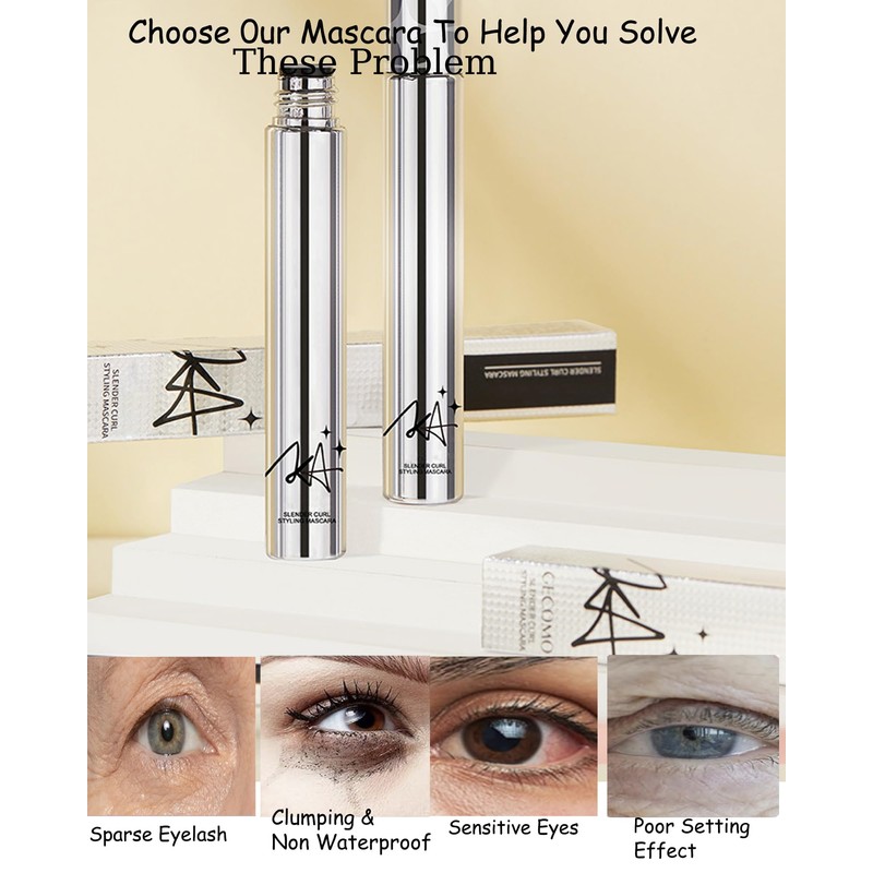 Mascara for Older Women 60 Plus,2 Pcs Black Brown Waterproof