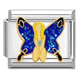 Quiges 9 mm Italian Style Module Stainless Steel Elf For Italian Charm Bracelets