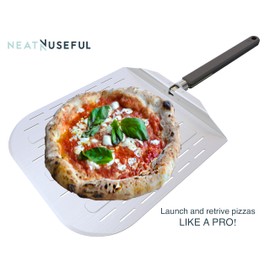 neatNuseful Pizza Peel 12 inch with Long Foldable Handle – Aluminum Pizza Paddle – Pizza Spatula or Pizza Turning Peel – Pizza Oven Accessories – For Baking Dough, Bread and Pastry, NNU-PP-12-PRO