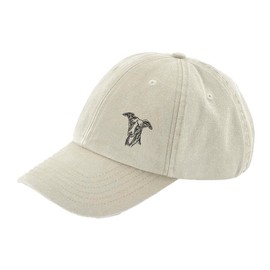 THE HOUSE OF DOG: Whippet Lurcher Owner Gift. Distressed Vintage Washed 100% Heavyweight Brushed Cotton Embroidered 6 Panel Low Profile Baseball Cap. Natural