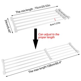 Greensen Adjustable Closet Shelf Organizer, Heavy Duty Expandable Storage Rack, Telescopic Wardrobe Divider, 29.53~47.24inch