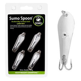 Sumo Spoon – Catfishing Bait Spoon for Skipjack, White Bass, Striped Bass and Other Baitfish, 1 5/8" (2 Prong, Silver)