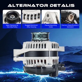 New Alternator for Honda Odyssey 08-10, Pilot Ridgeline 09-11, Acura ZDX MDX 3.7L 2010-2013, TL 09-14, RL 09-12, TSX 10-14 3.5L, Replace for 11391, AL1311X, 104210-5920, 31100-RGW-A01, 31100-RGW-A01RM