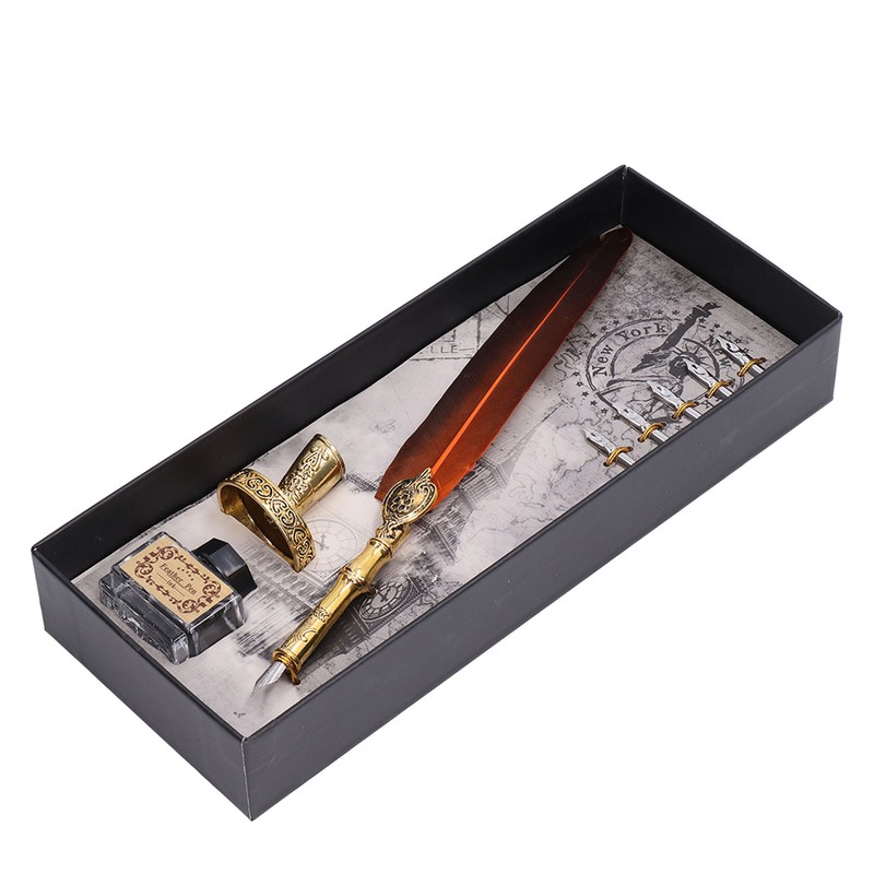 Feather Pen Exquisite Vintage Elegant Stainless Steel Smoothly Writing Wear