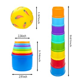 GSYUWIH 9 Pcs Stacking Cups for Rabbits Set,Stack Up Bunny Cups with Rabbit Food Dispenser,Plastic Bunny Stacking Cups,8 Colored Nesting Toys Rabbit Toys