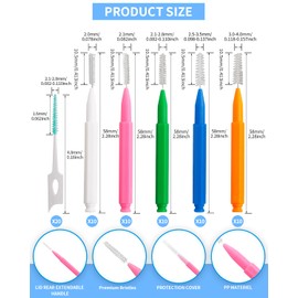 Soft Braces Brush Set, 70 PCS Interdental Brush, 50 PCS Tooth Picks Flossing Head for Oral Tooth Cleaning, with 20 PCS Disposable Toothpicks Braces Flossers with Box (Charming Colors, Multiple Sizes)