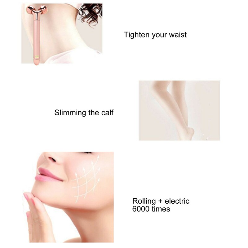 Electric 3D Facial Roller Massager Remove Puffiness Slimming Tightening Face
