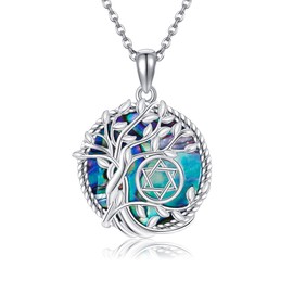 URONE Tree of Life Necklace 925 Silver Star of David Pendant Tree of Life Necklace Tree of Life Jewellery Gift for Women, Sterling Silver, No Gemstone