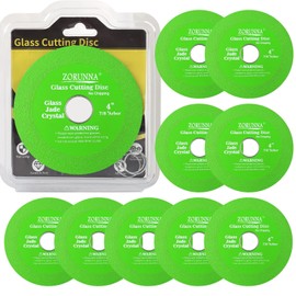 ZORUNNA 10 Pack Glass Cutting Disc for Angle Grinder, 4" X 7/8" Tile Diamond Cutting Disc, Ultra-Thin Glass Cutter Blade for Cutting and Grinding Jade, Crystal, Tile, Ceramic.