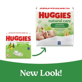 Huggies Natural Care Sensitive Baby Wipes, Unscented, Hypoallergenic, 99% Purified Water, 9 Flip-Top Packs (3 packs of 3), 504 Total Wipes (56 Wipes per pack), Packaging May Vary
