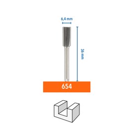 Dremel Accessory 654 Router Bit HSS - 6.4 mm Rotary Tool Accessory for Inlaying and Routing