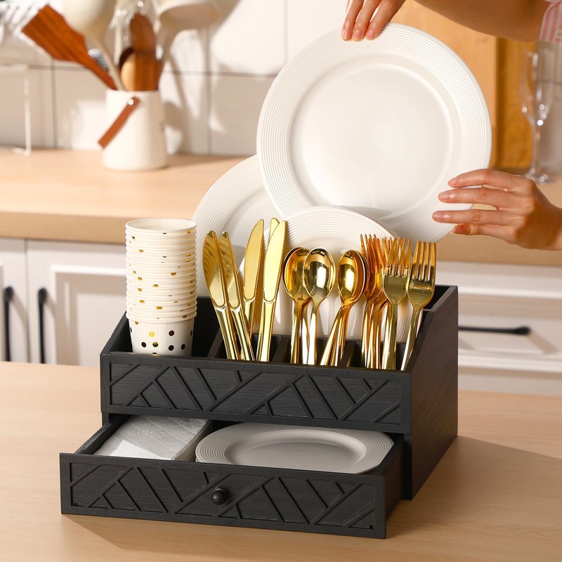 Marsui Paper Plate Dispenser, Paper Plate Holder for Kitchen Counter