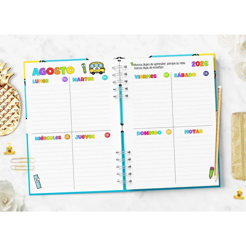 Agenda Semanal Agosto 2026-julio 2027 Arcoiris Maestra