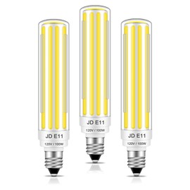 E11 10W Jde11 120V 100W Led Mini Candelabra Base E11 Bulbs COB 1000LM for Chandeliers, Ceiling Fan, Table Lamps, 6000K Daylilght White Dimmable, 3Pcs