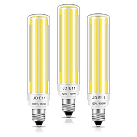 E11 10W Jde11 120V 100W Led Mini Candelabra Base E11 Bulbs COB 1000LM for Chandeliers, Ceiling Fan, Table Lamps, 6000K Daylilght White Dimmable, 3Pcs
