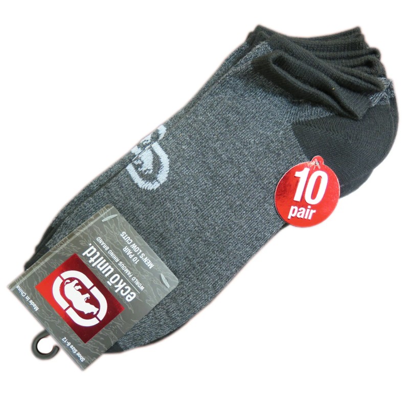 Marc Ecko Unlimited Men's Low Cut Black/Grey Marled Athletic Socks