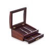 Bey-Berk Walnut Wood 19-Pen Display Box with Glass Top, Drawer,