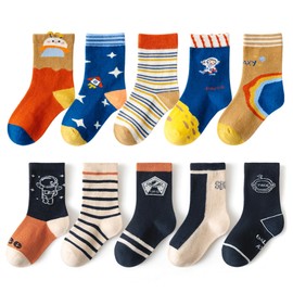 AOIREMON Boys Girls Socks,10 Pairs Soft Cotton Crew Socks For 0-12 Years Old Boys Girls Kids Breathable Infant Ankle Socks For Baby Boy Girl