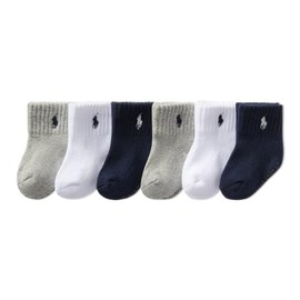 Polo Baby Sport Quarter Sock 6 Pair Pack, Navy White, 6-12 Months