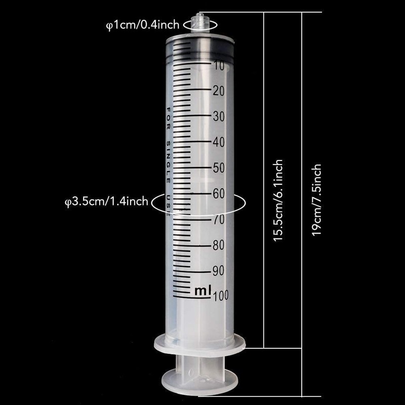 1PCS 100ML Reusable Plastic Syringe with Measurement Hydroponics Plastic Nutrient
