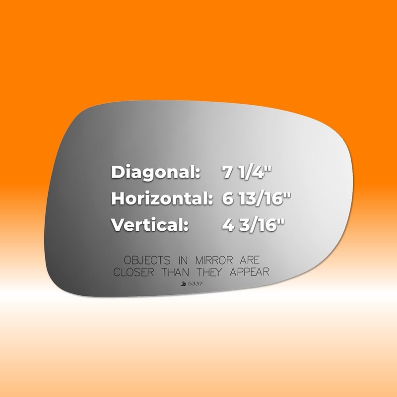 Burco 5337 Convex Passenger Side View Non-Auto-Dimming Power Mirror Glass,