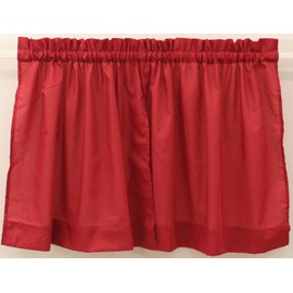 The_Curtain_Shop Stacey Solid 56Wx36L Tier Pair Red
