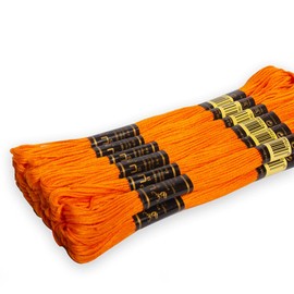 UMC STAG Pack of 12 Premium Embroidery Thread | 100% Egyptian Cotton Premium Skeins | Cross Stitch Embroidery Floss | Oeko TEX Certified Stranded Cotton | Ideal for Arts & Crafts (Orange 316)