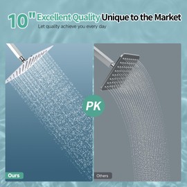 SR SUN RISE Luxury 10 Inch Large Square Stainless Steel Shower Head High Pressure Rainfall Showerhead Ultra Thin Water Saving Polished Chrome