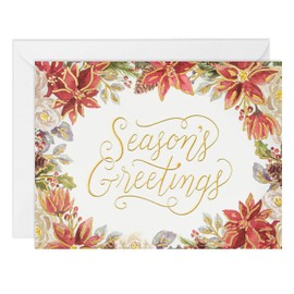 easykart labels Seasons Greeting Cards with Envelopes | 18 Cards with Gold Foiling & Embossing | 7.25 x 5.5 Merry Christmas New Year Wishes Cards with Seal Stickers For Friends, Family and loved Ones