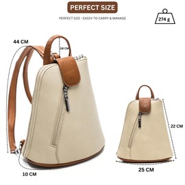 Mabel London Stylish Convertible Mini Backpack for Women - Small Vegan Leather Rucksack Crossbody Bag with Zip Pockets - Charlotte (Green)