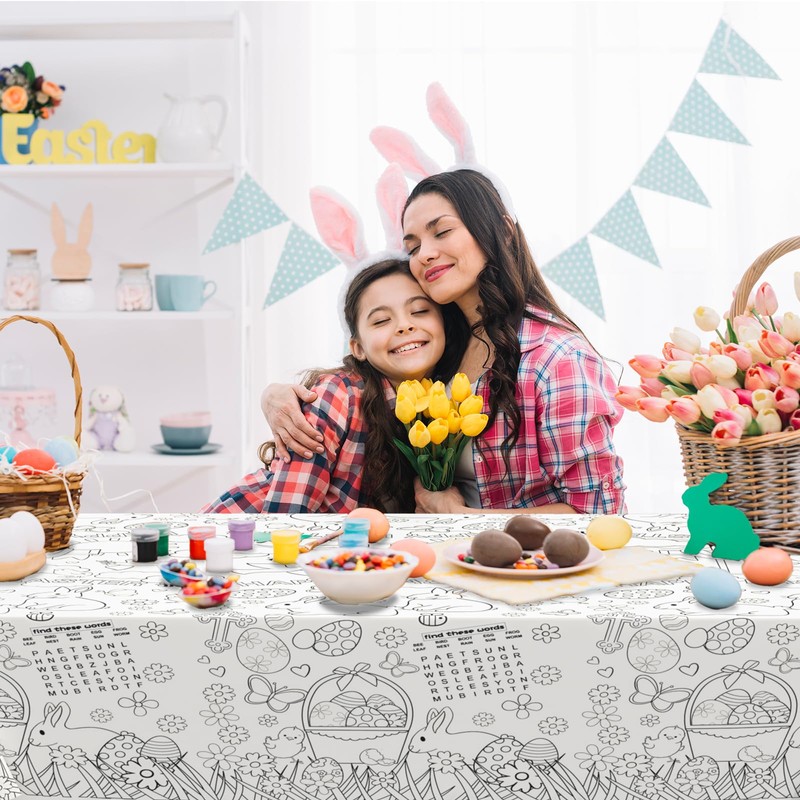 Xinvery 2 x Paper Tablecloth for Colouring, Easter, Easter Tablecloth,