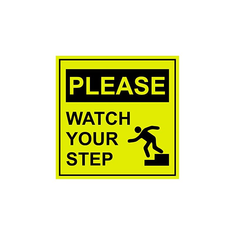 Signs ByLITA Square Please Watch Your Step Sign(Yellow/Black) - Medium